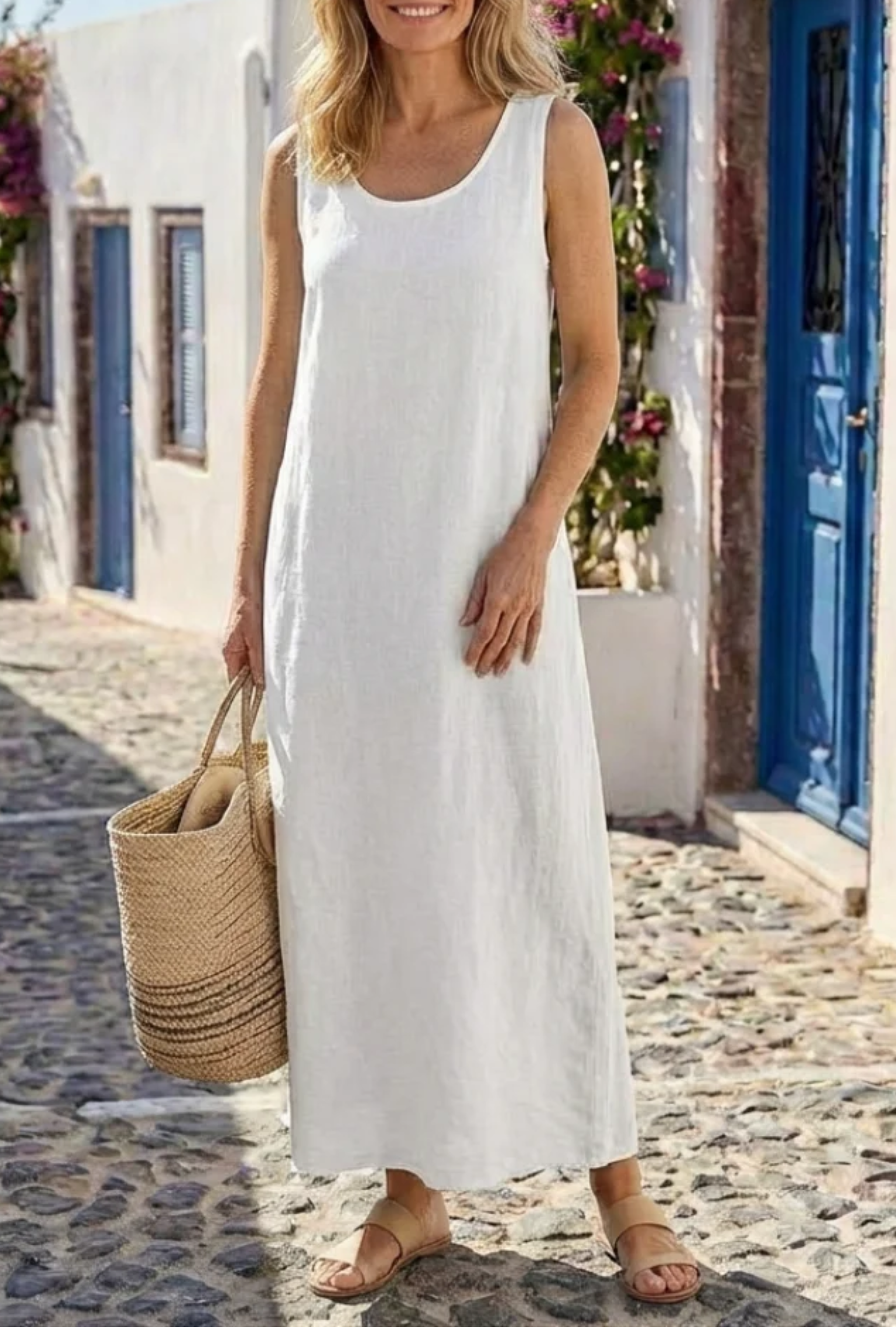 Irish™ Maxi λινό φόρεμα σε α γραμμή