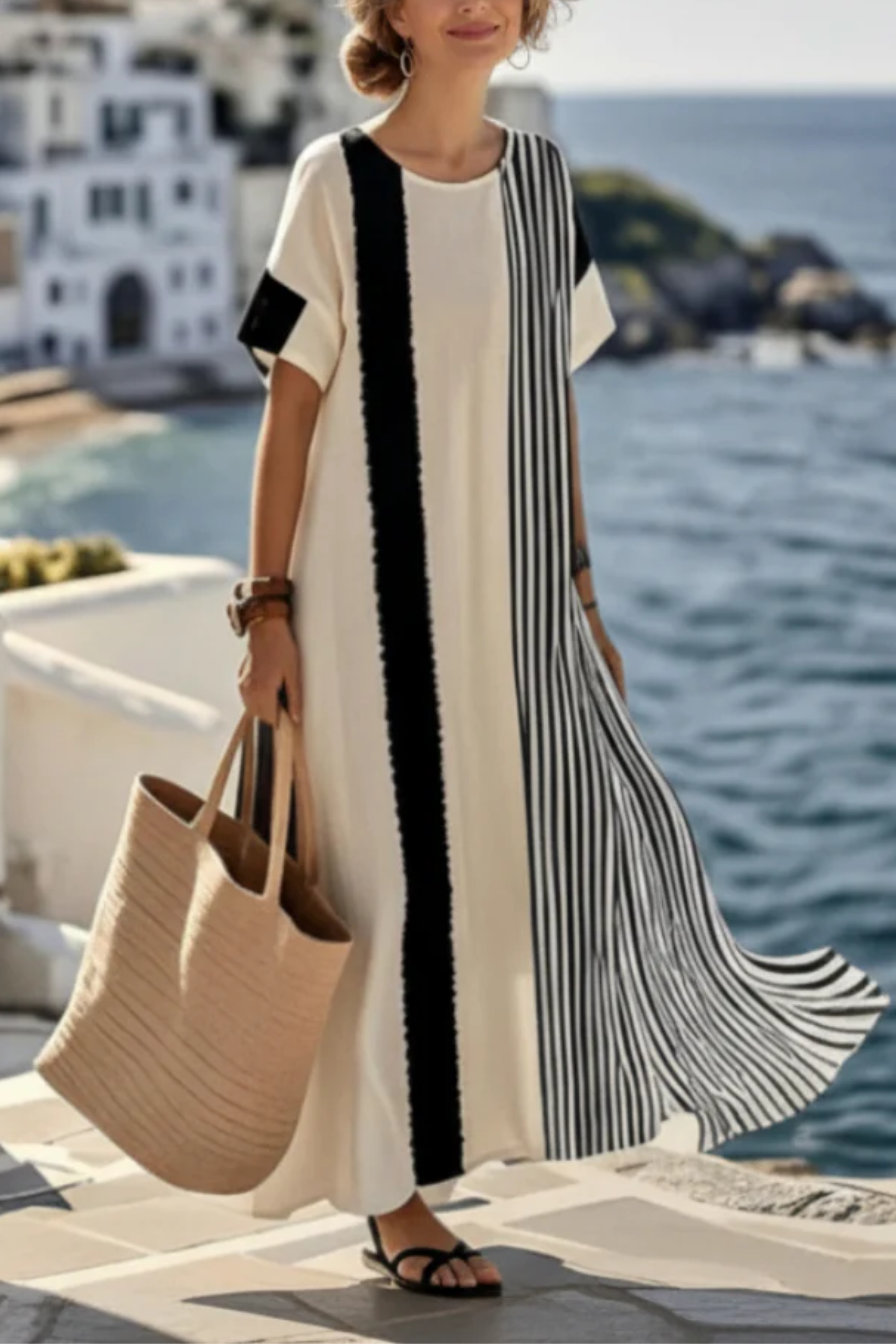 Eliza™ Αέρινο φόρεμα με ριγέ λεπτομέρειες