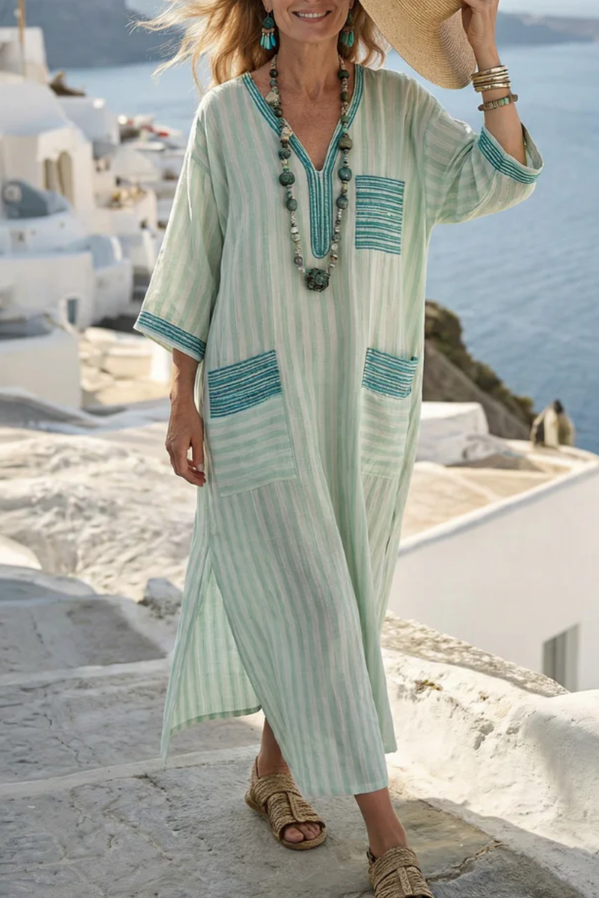 Venice™ Αέρινο καφτάνι με ρίγες