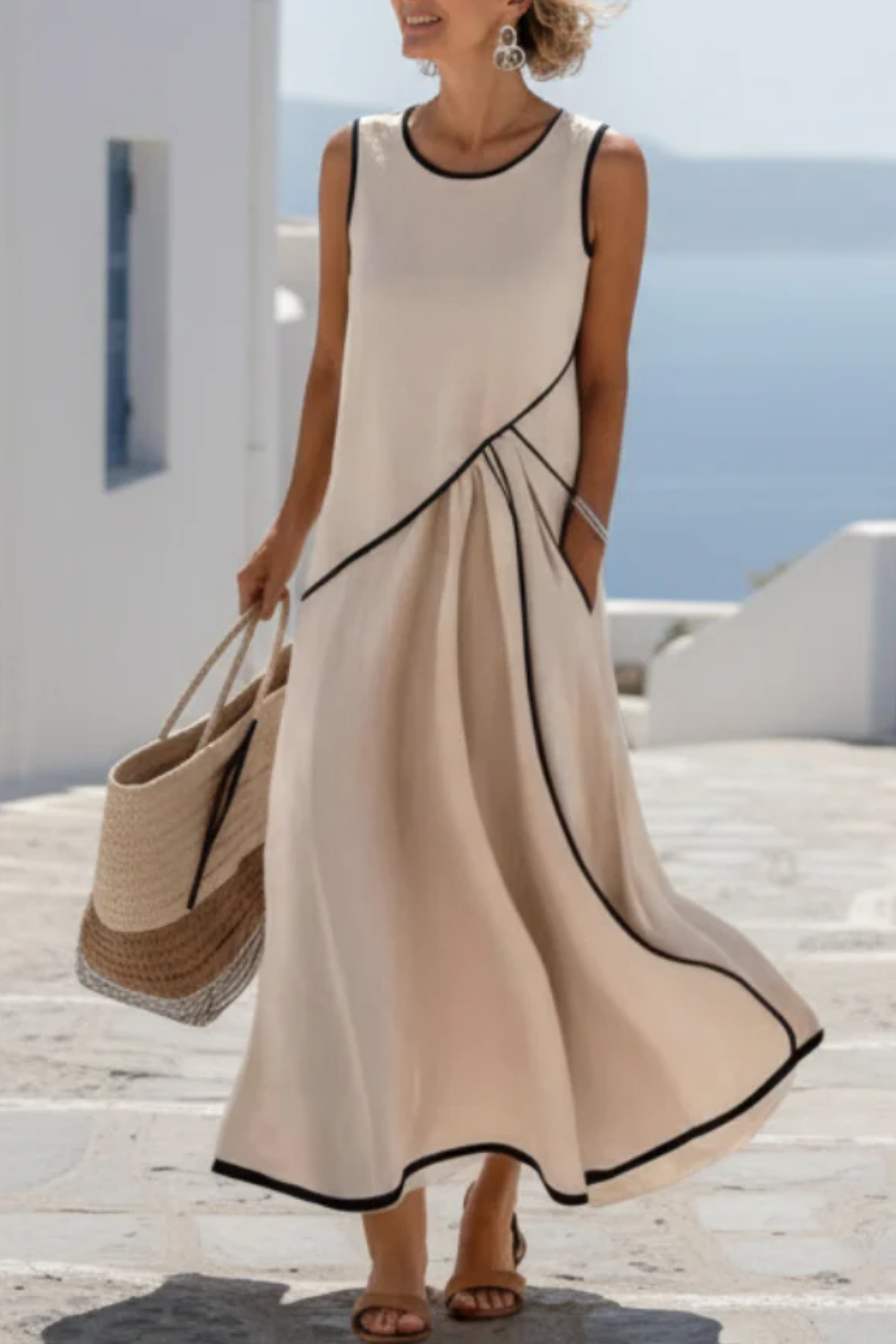 Solenn™ Αμάνικο μάξι φόρεμα με ρέλι