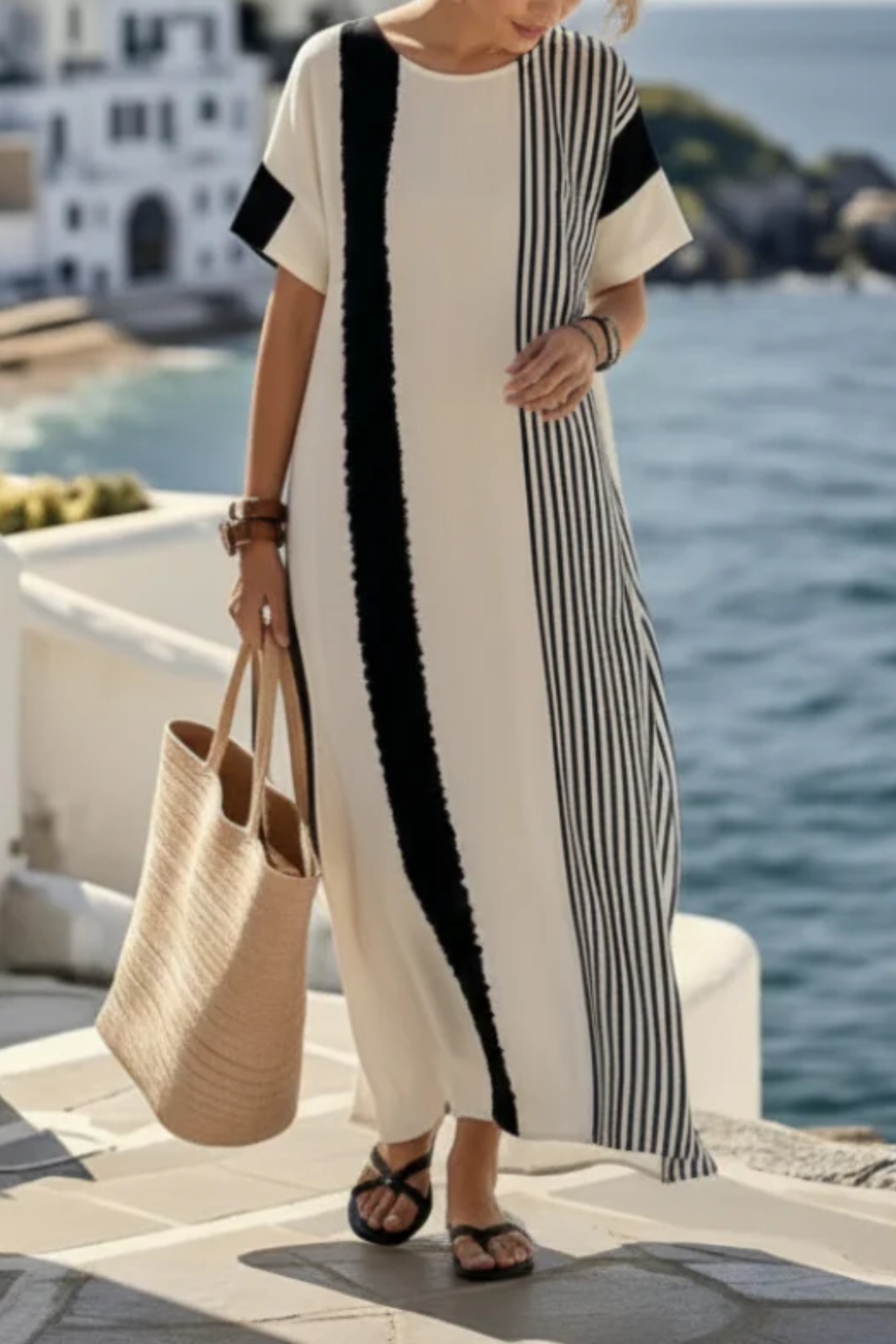 Eliza™ Αέρινο φόρεμα με ριγέ λεπτομέρειες