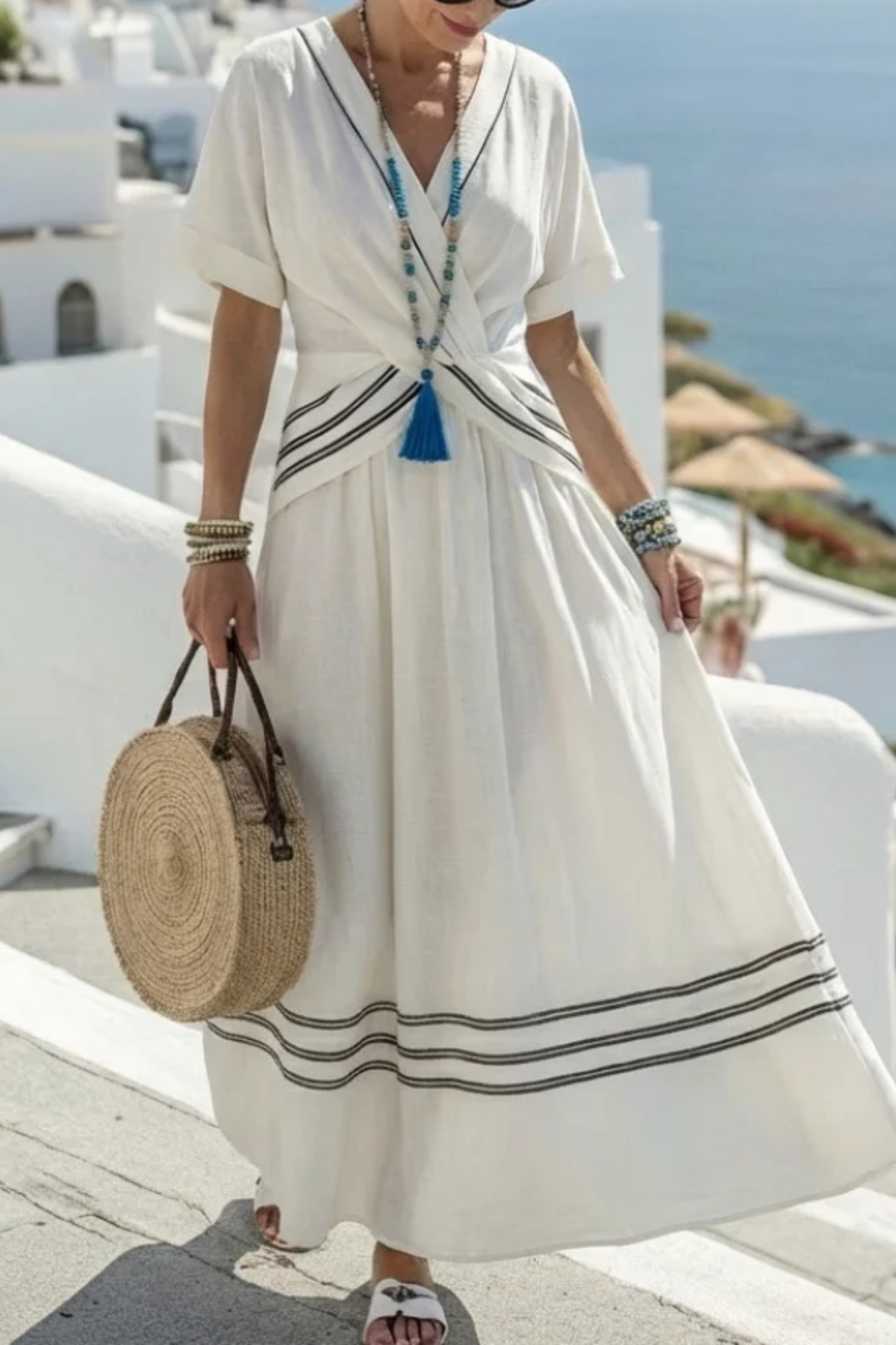 Selena™ Αέρινο φόρεμα με κρουαζέ μέση