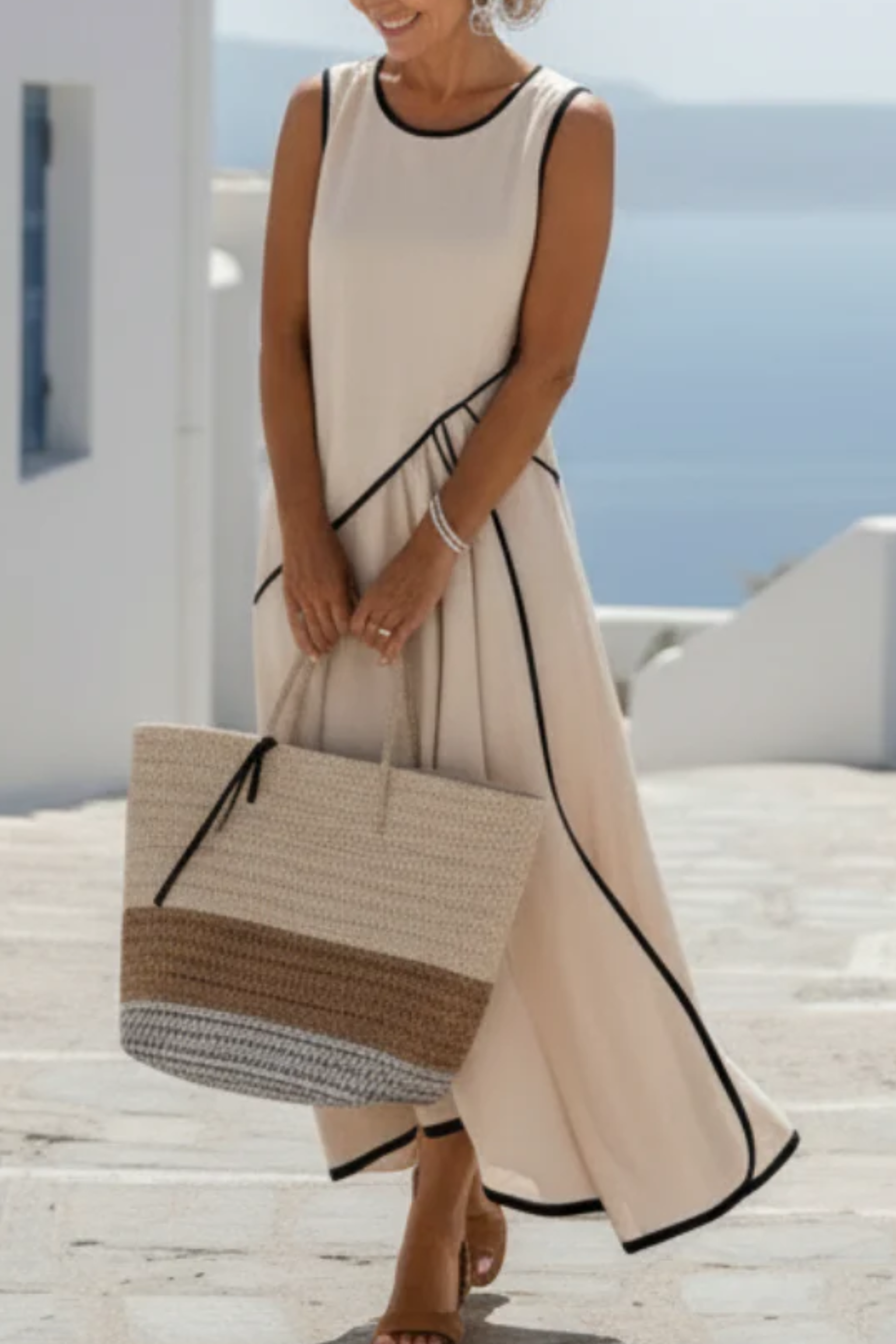 Solenn™ Αμάνικο μάξι φόρεμα με ρέλι