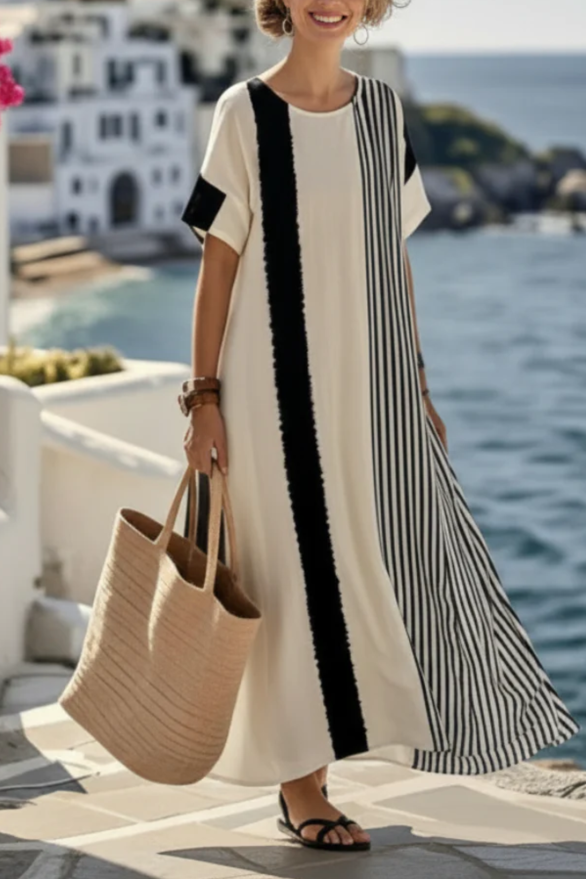 Eliza™ Αέρινο φόρεμα με ριγέ λεπτομέρειες