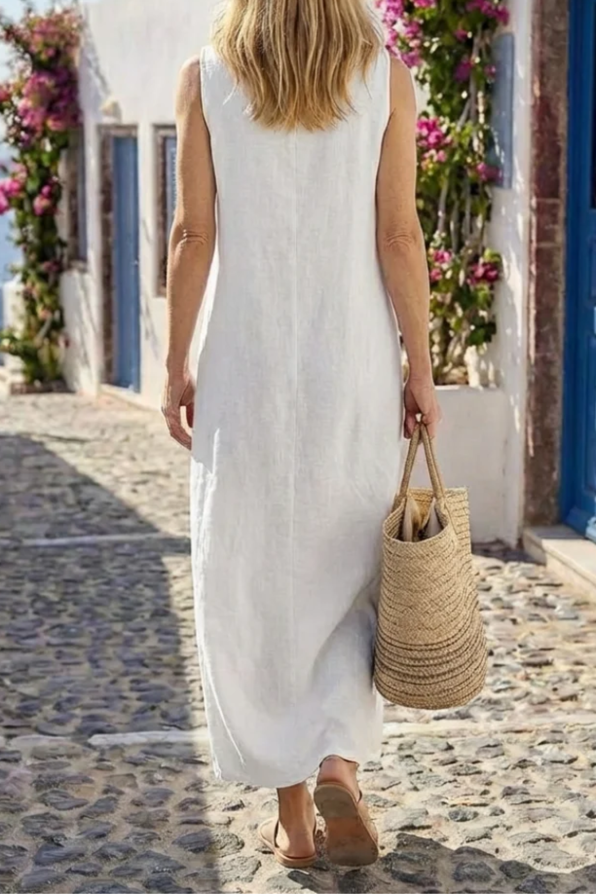 Irish™ Maxi λινό φόρεμα σε α γραμμή